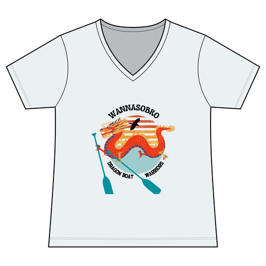 Dragon Boat Crew Women's V-Neck Tee — "WANNASOBRO" Team Paddle Shirt