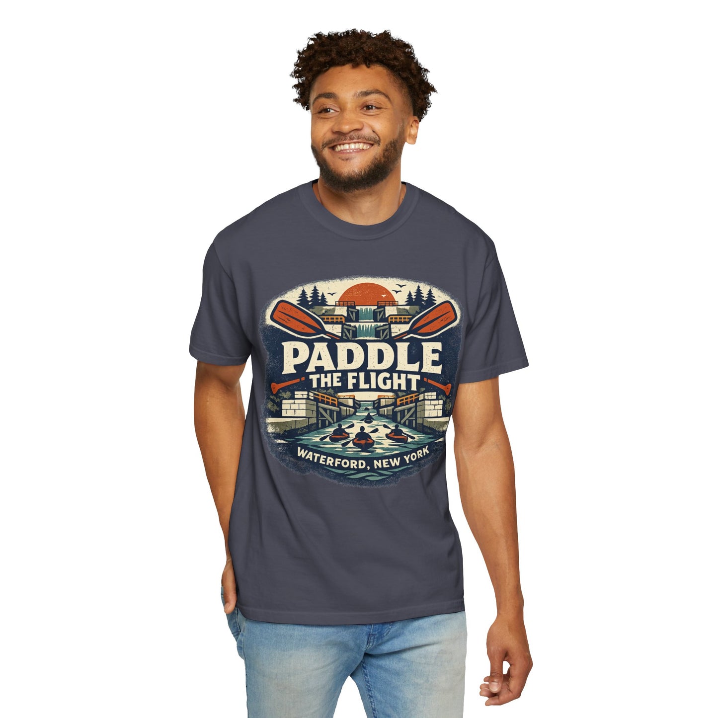 Paddle The Flight T-Shirt - Waterford NY Canoe & Kayak Graphic