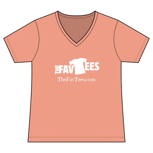 Women's V-Neck Tee - TheFavTees Logo & QR Code