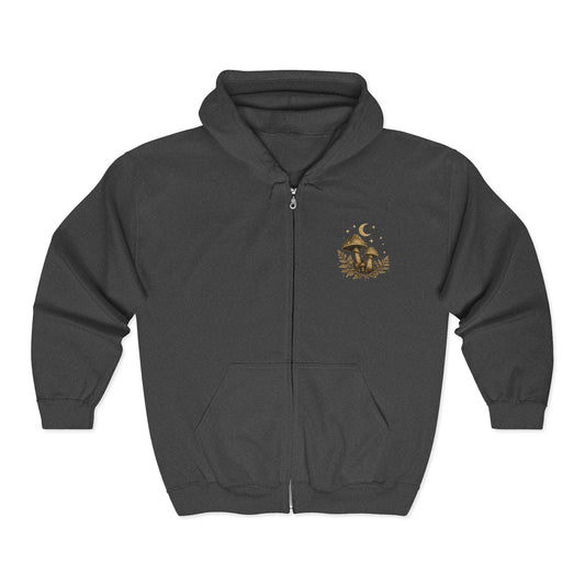 Mush Love Zip Hoodie - Mycelium Forest Full‑Zip Sweatshirt