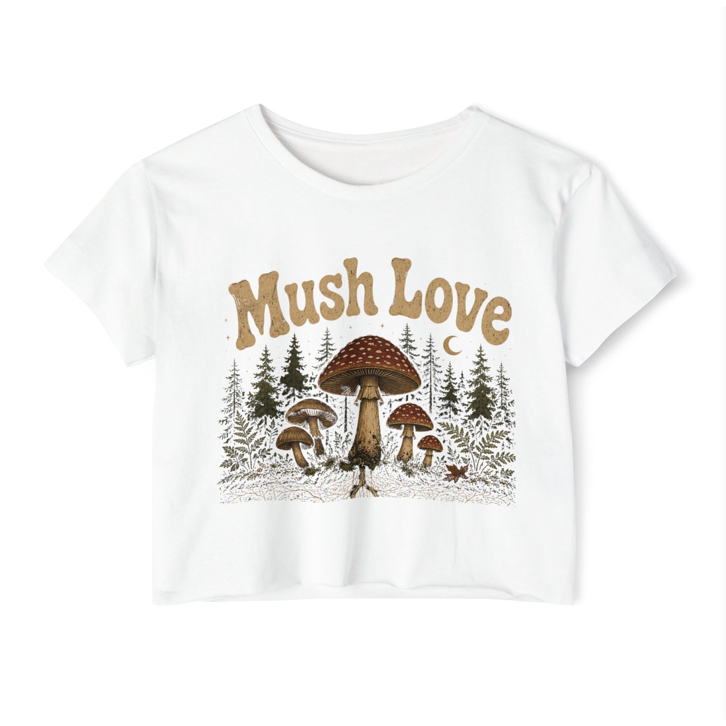Mush Love Crop Top - Mushroom Graphic Tee for Women
