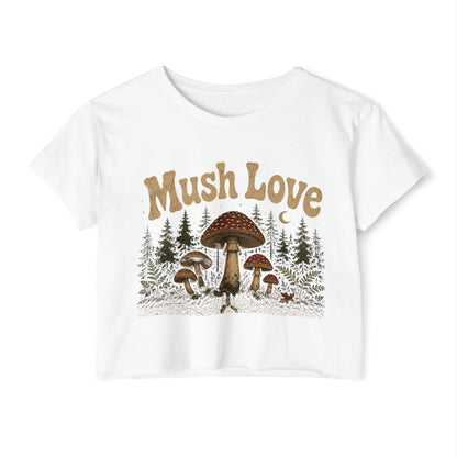 Mush Love Crop Top - Mushroom Graphic Tee for Women