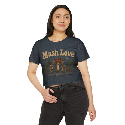 Mush Love Crop Top - Mushroom Graphic Tee for Women