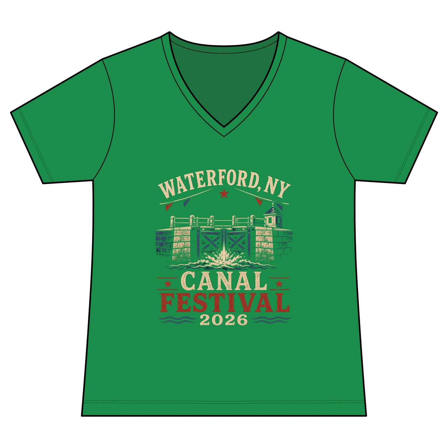 Women's Graphic V‑Neck Tee  "Waterford Canal Festival 2026"