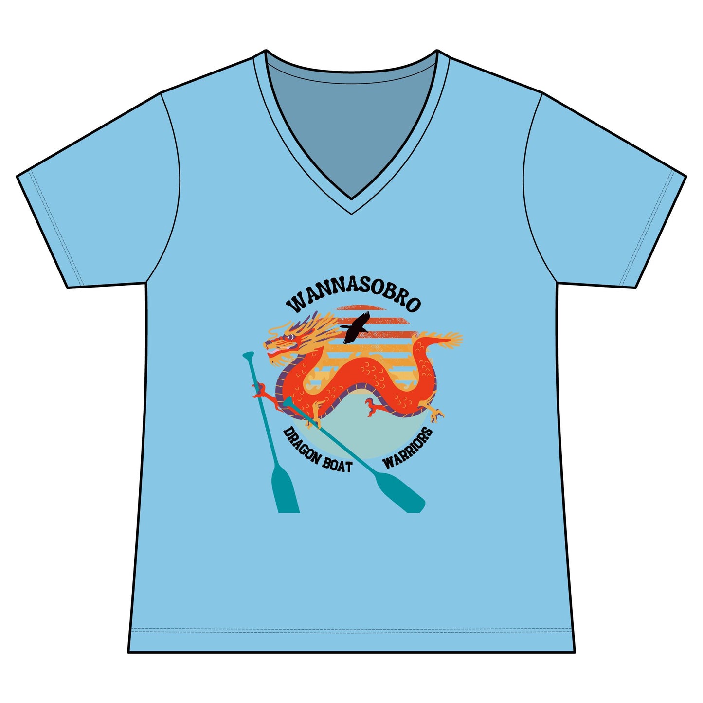 Dragon Boat Crew Women's V-Neck Tee — "WANNASOBRO" Team Paddle Shirt