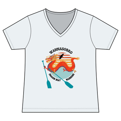 Dragon Boat Crew Women's V-Neck Tee — "WANNASOBRO" Team Paddle Shirt