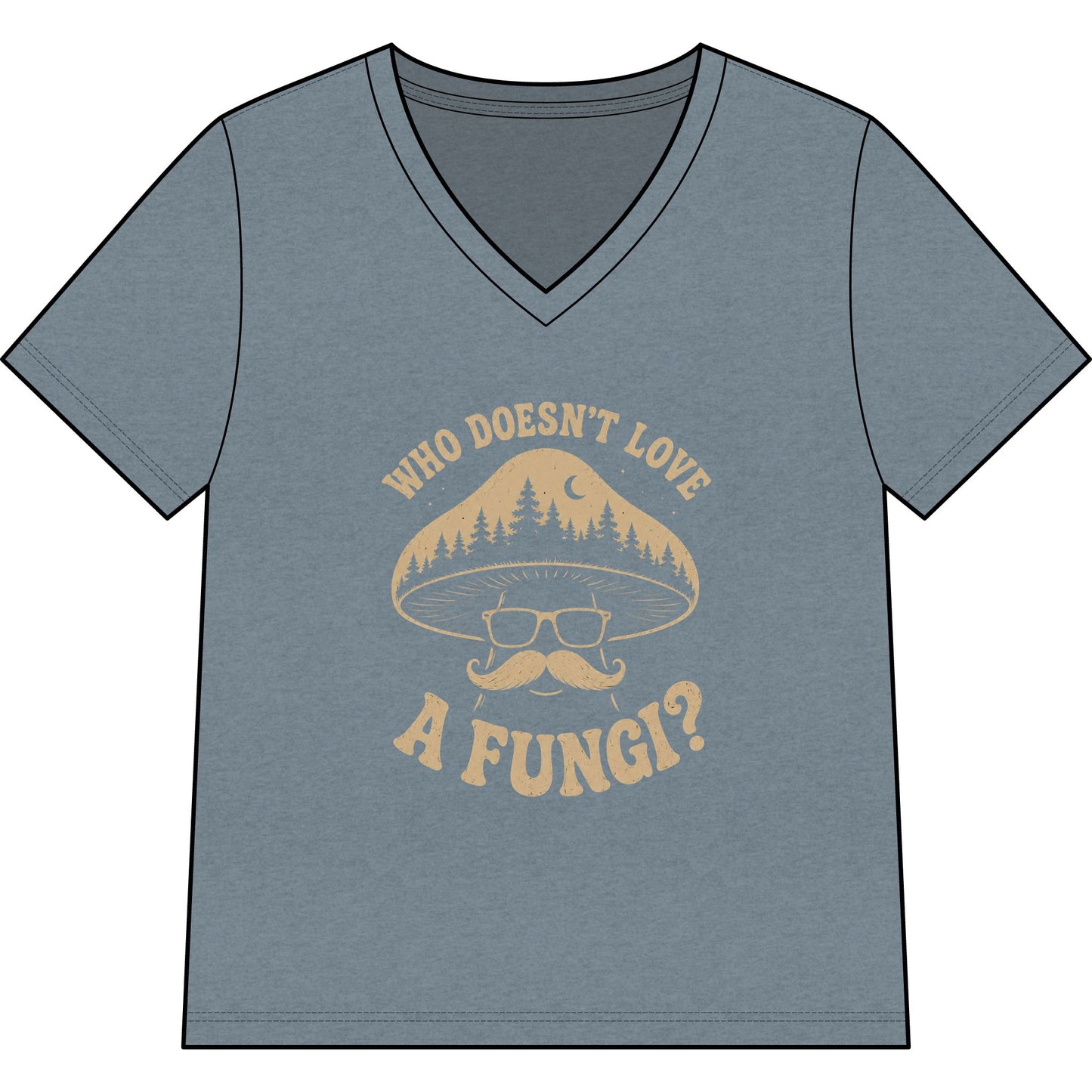 Mushroom Tee "Who Doesn’t Love a Fungi?" – Women’s V-Neck Nature Shirt