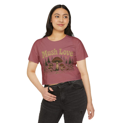Mush Love Crop Top - Mushroom Graphic Tee for Women
