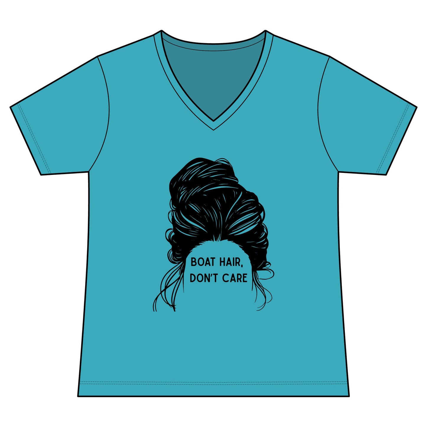 Women's Graphic V‑Neck Tee  "Boat Hair, Don't Care"