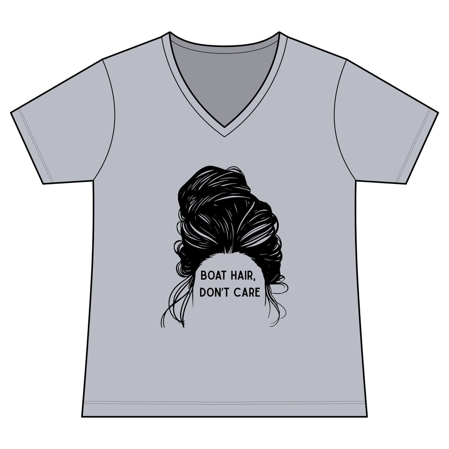 Women's Graphic V‑Neck Tee  "Boat Hair, Don't Care"