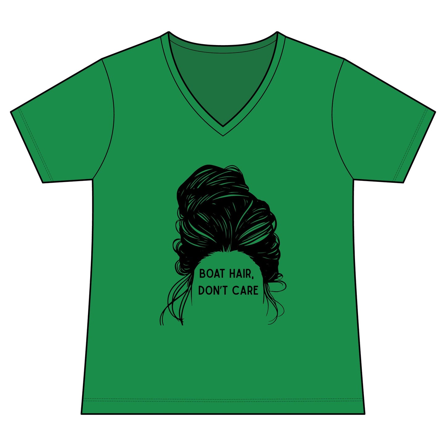 Women's Graphic V‑Neck Tee  "Boat Hair, Don't Care"