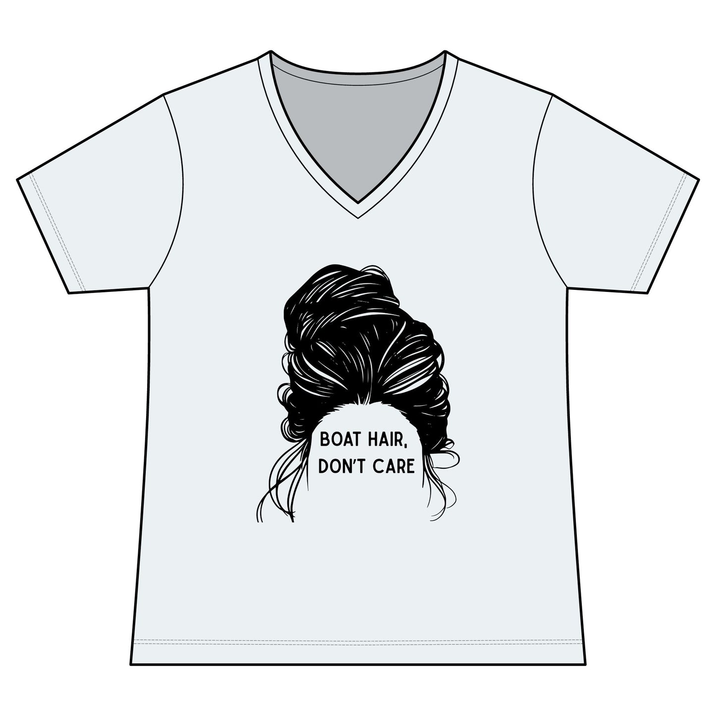 Women's Graphic V‑Neck Tee  "Boat Hair, Don't Care"
