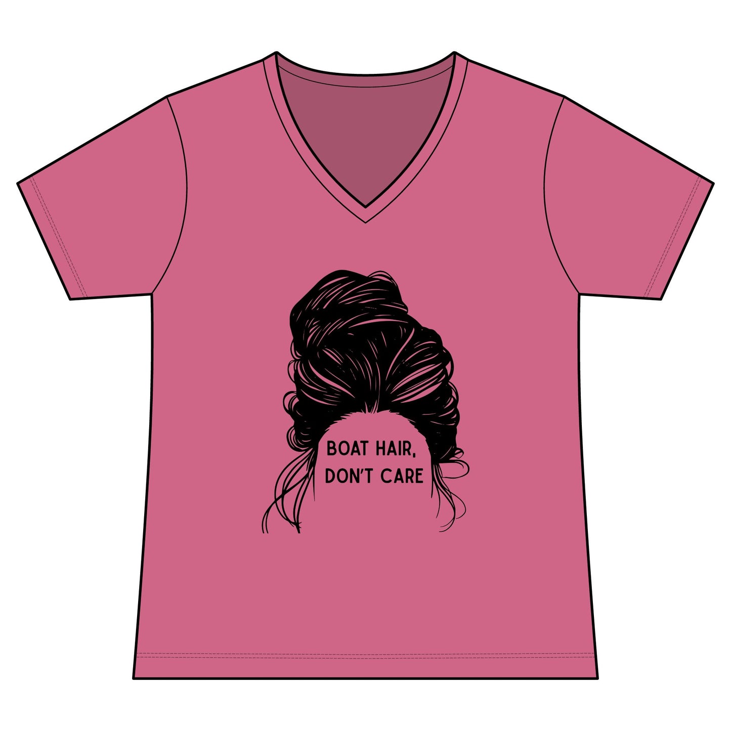Women's Graphic V‑Neck Tee  "Boat Hair, Don't Care"