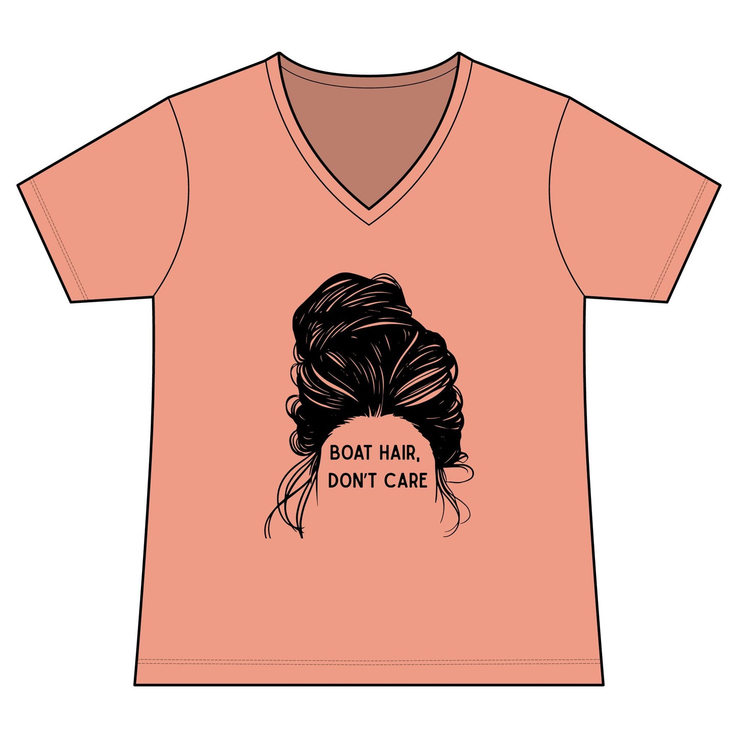 Women's Graphic V‑Neck Tee  "Boat Hair, Don't Care"
