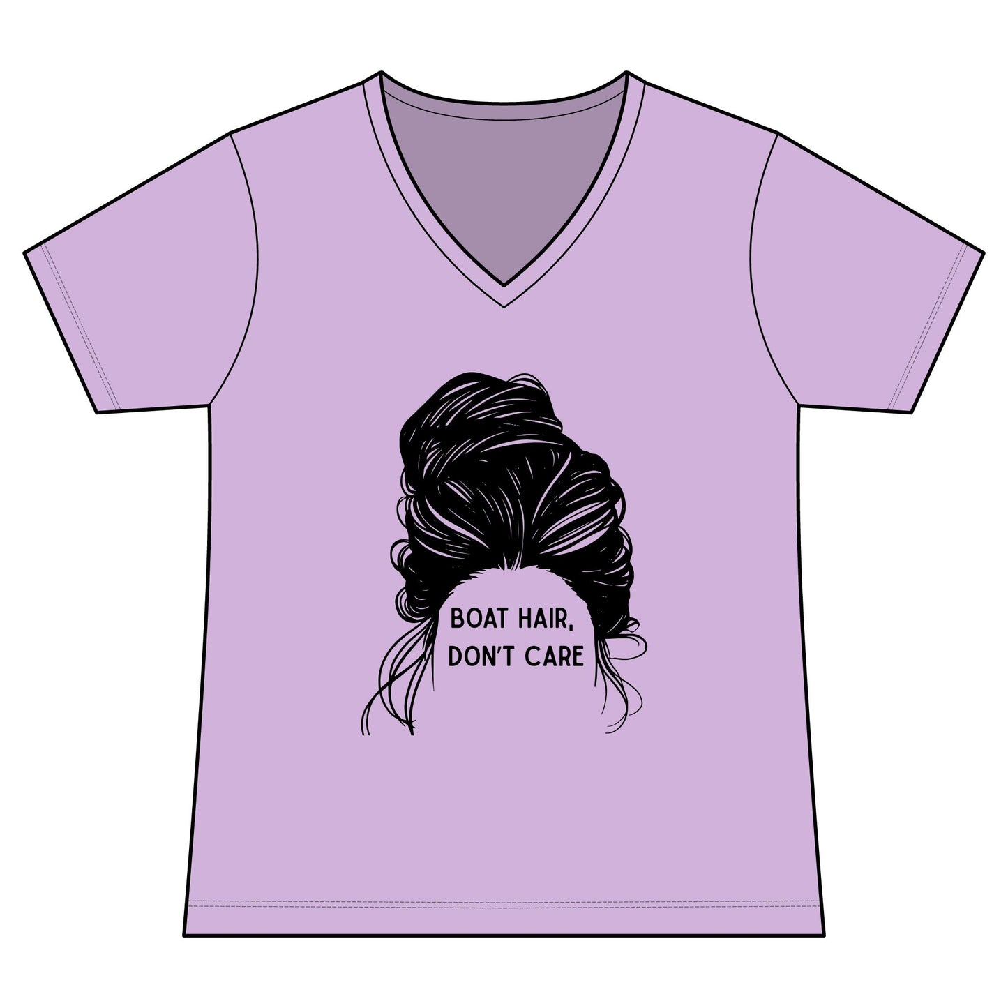 Women's Graphic V‑Neck Tee  "Boat Hair, Don't Care"