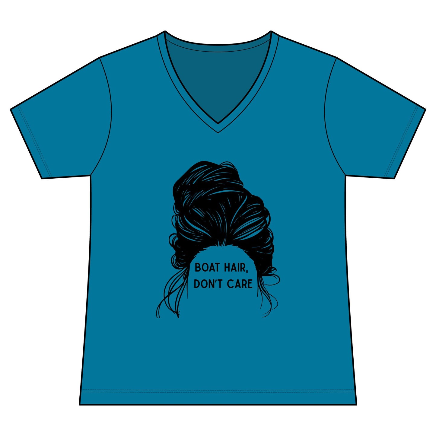 Women's Graphic V‑Neck Tee  "Boat Hair, Don't Care"