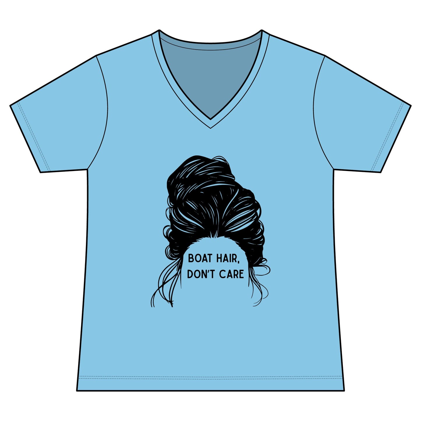 Women's Graphic V‑Neck Tee  "Boat Hair, Don't Care"