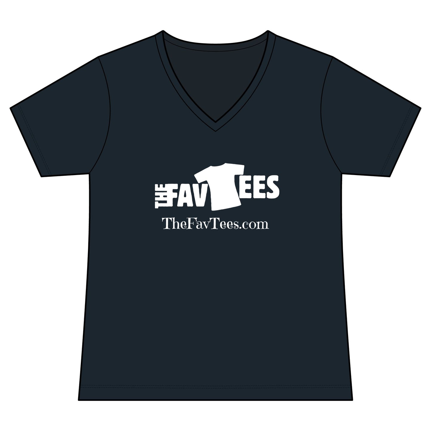 Women's V-Neck Tee - TheFavTees Logo & QR Code