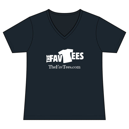Women's V-Neck Tee - TheFavTees Logo & QR Code