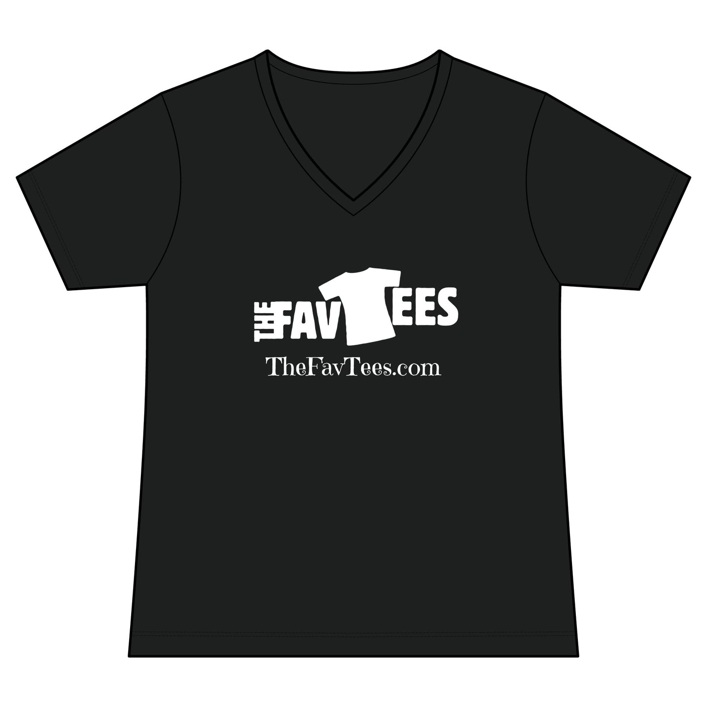 Women's V-Neck Tee - TheFavTees Logo & QR Code