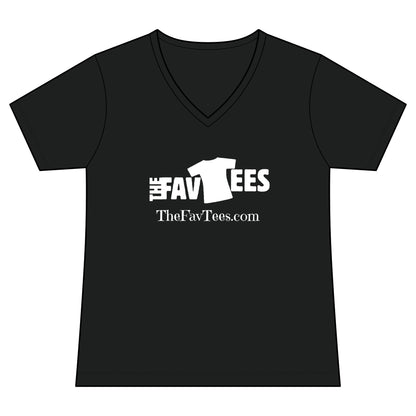 Women's V-Neck Tee - TheFavTees Logo & QR Code