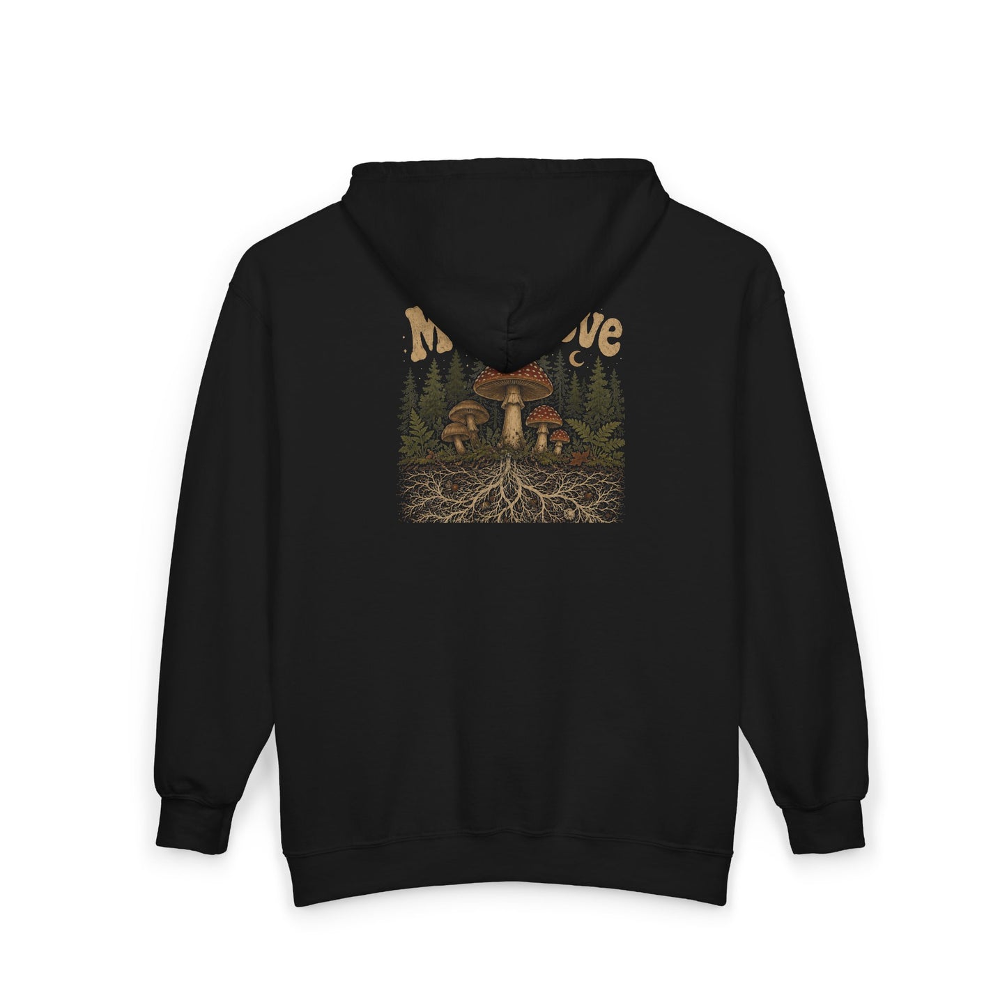 Mush Love Zip Hoodie - Mycelium Forest Full‑Zip Sweatshirt