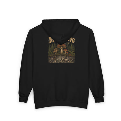 Mush Love Zip Hoodie - Mycelium Forest Full‑Zip Sweatshirt