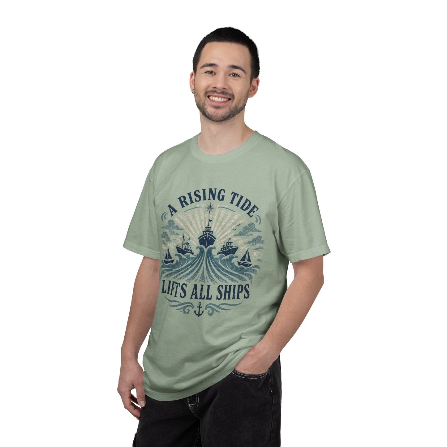 T-Shirt — "A Rising Tide Lifts All Ships" Nautical Graphic Tee