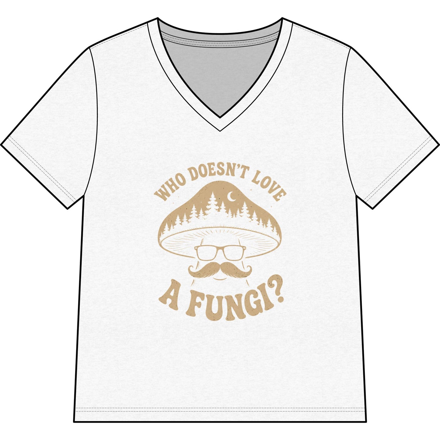 Mushroom Tee "Who Doesn’t Love a Fungi?" – Women’s V-Neck Nature Shirt