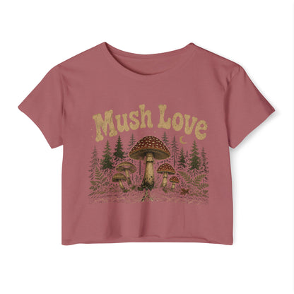 Mush Love Crop Top - Mushroom Graphic Tee for Women