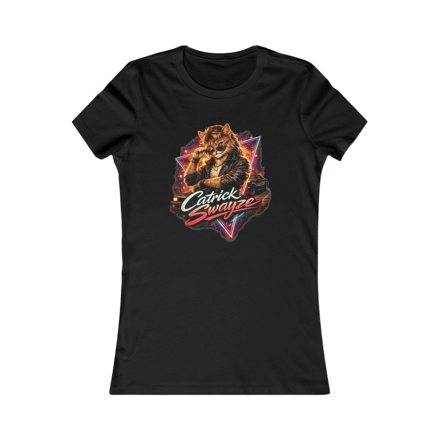 Women's Catrick Swayze Tee  - Retro Cat Graphic T-Shirt