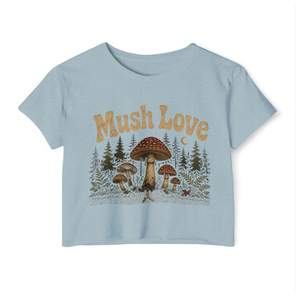 Mush Love Crop Top - Mushroom Graphic Tee for Women