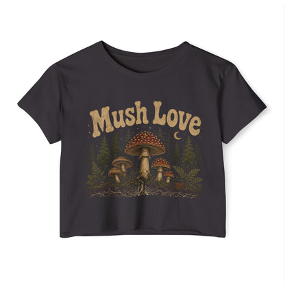 Mush Love Crop Top - Mushroom Graphic Tee for Women