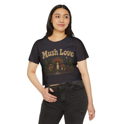 Mush Love Crop Top - Mushroom Graphic Tee for Women