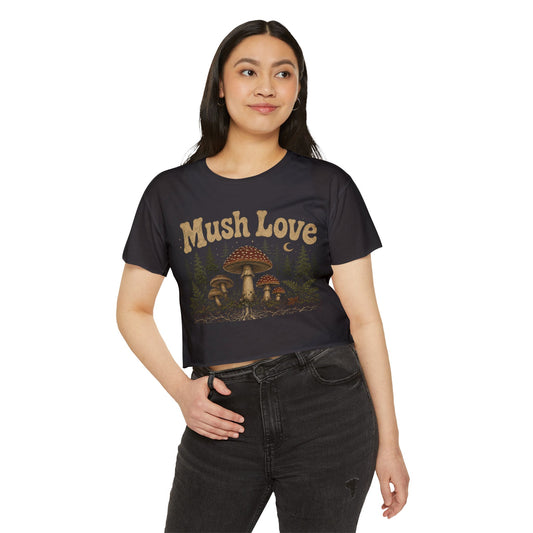 Mush Love Crop Top - Mushroom Graphic Tee for Women