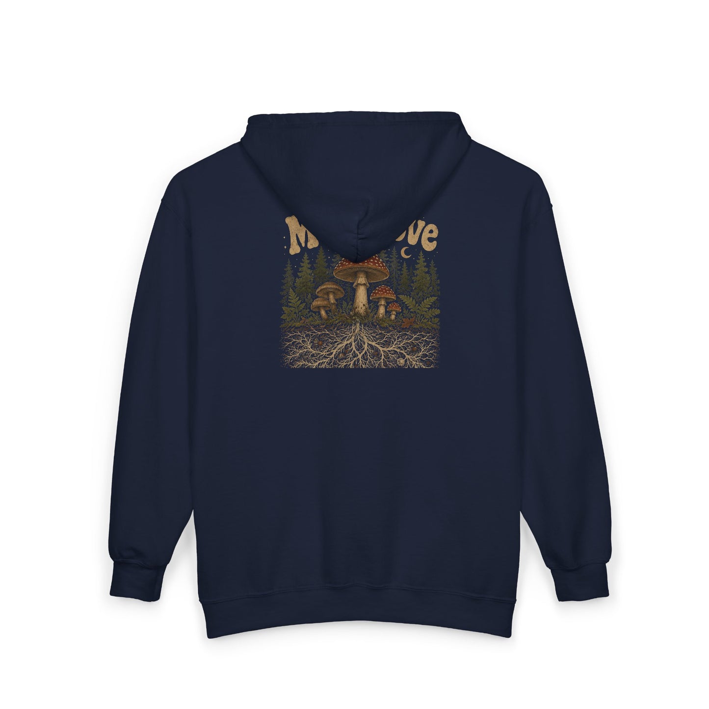 Mush Love Zip Hoodie - Mycelium Forest Full‑Zip Sweatshirt