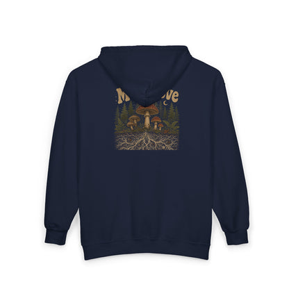 Mush Love Zip Hoodie - Mycelium Forest Full‑Zip Sweatshirt