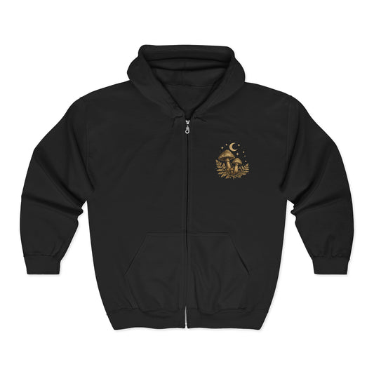 Mush Love Zip Hoodie - Mycelium Forest Full‑Zip Sweatshirt