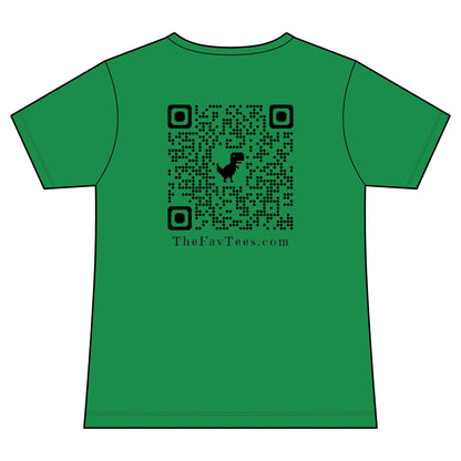 Women's V-Neck Tee - TheFavTees Logo & QR Code