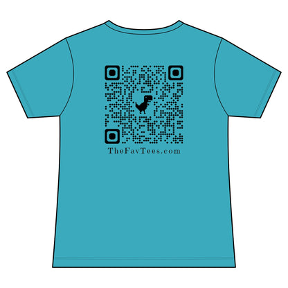 Women's V-Neck Tee - TheFavTees Logo & QR Code