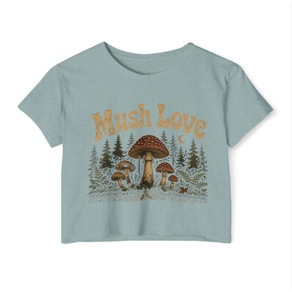 Mush Love Crop Top - Mushroom Graphic Tee for Women