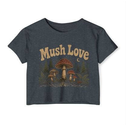 Mush Love Crop Top - Mushroom Graphic Tee for Women