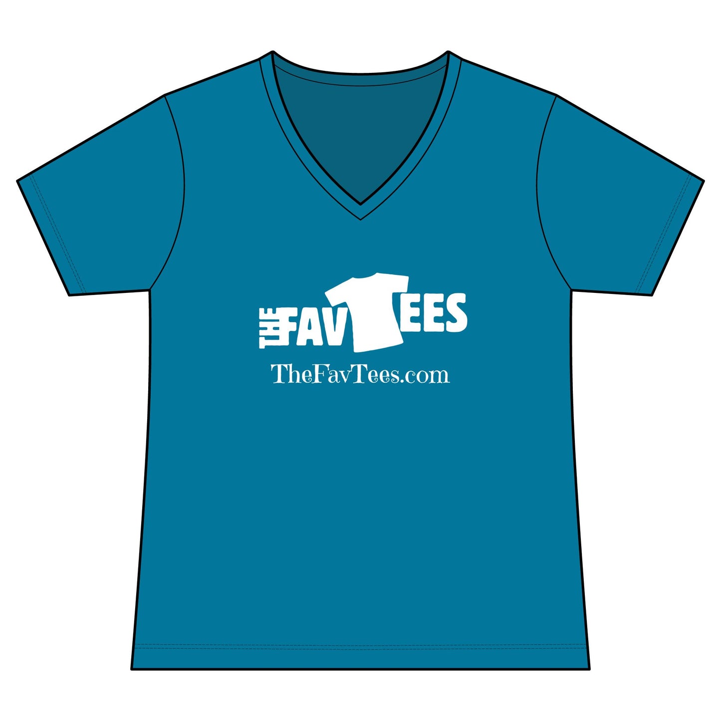Women's V-Neck Tee - TheFavTees Logo & QR Code