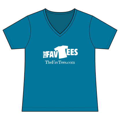 Women's V-Neck Tee - TheFavTees Logo & QR Code