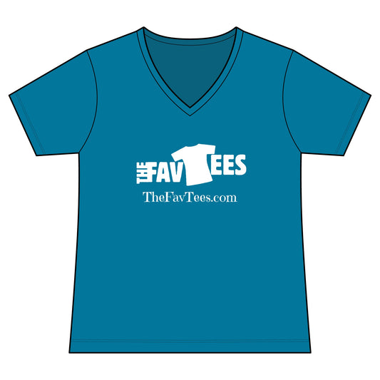 Women's V-Neck Tee - TheFavTees Logo & QR Code