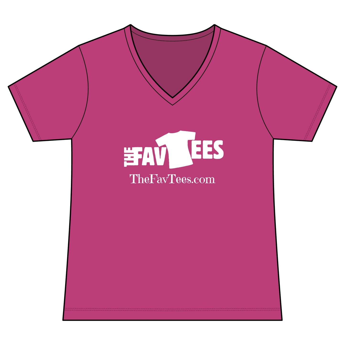 Women's V-Neck Tee - TheFavTees Logo & QR Code