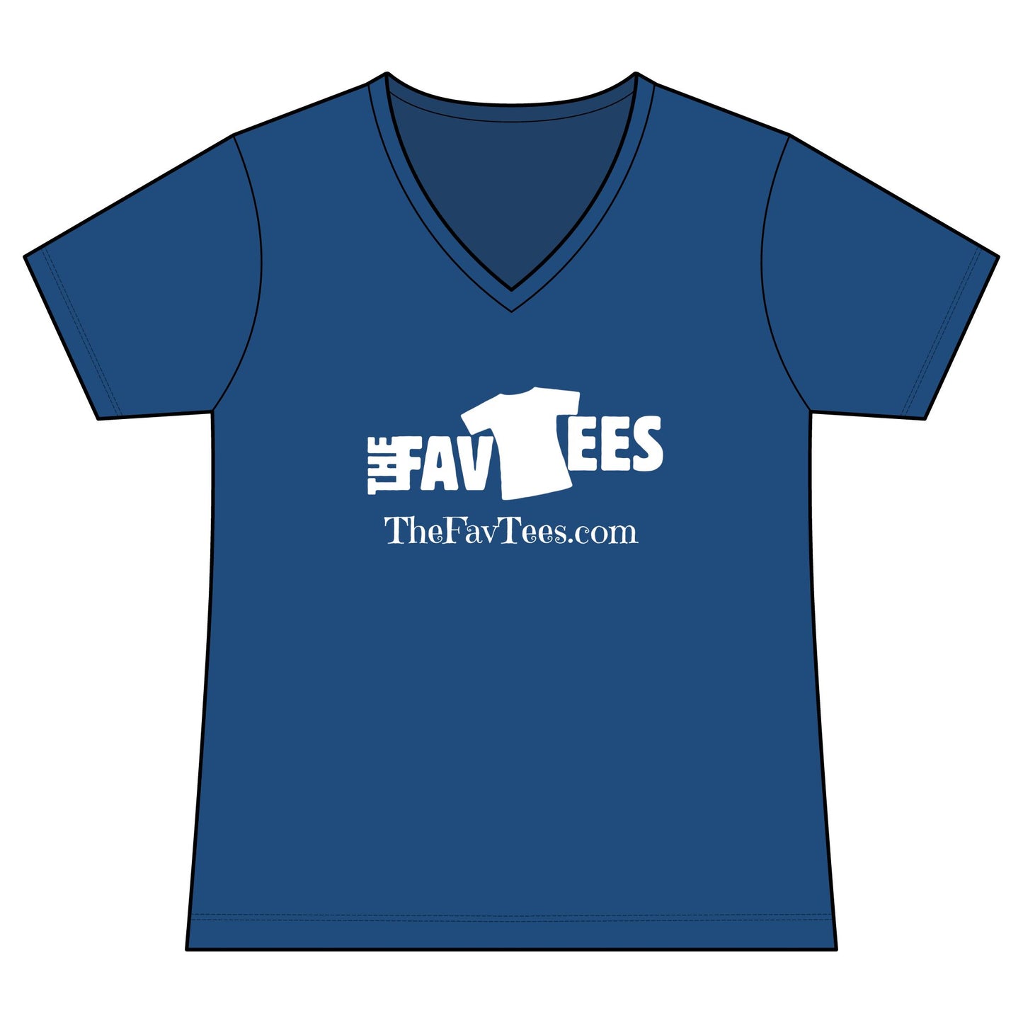 Women's V-Neck Tee - TheFavTees Logo & QR Code