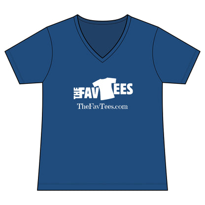 Women's V-Neck Tee - TheFavTees Logo & QR Code