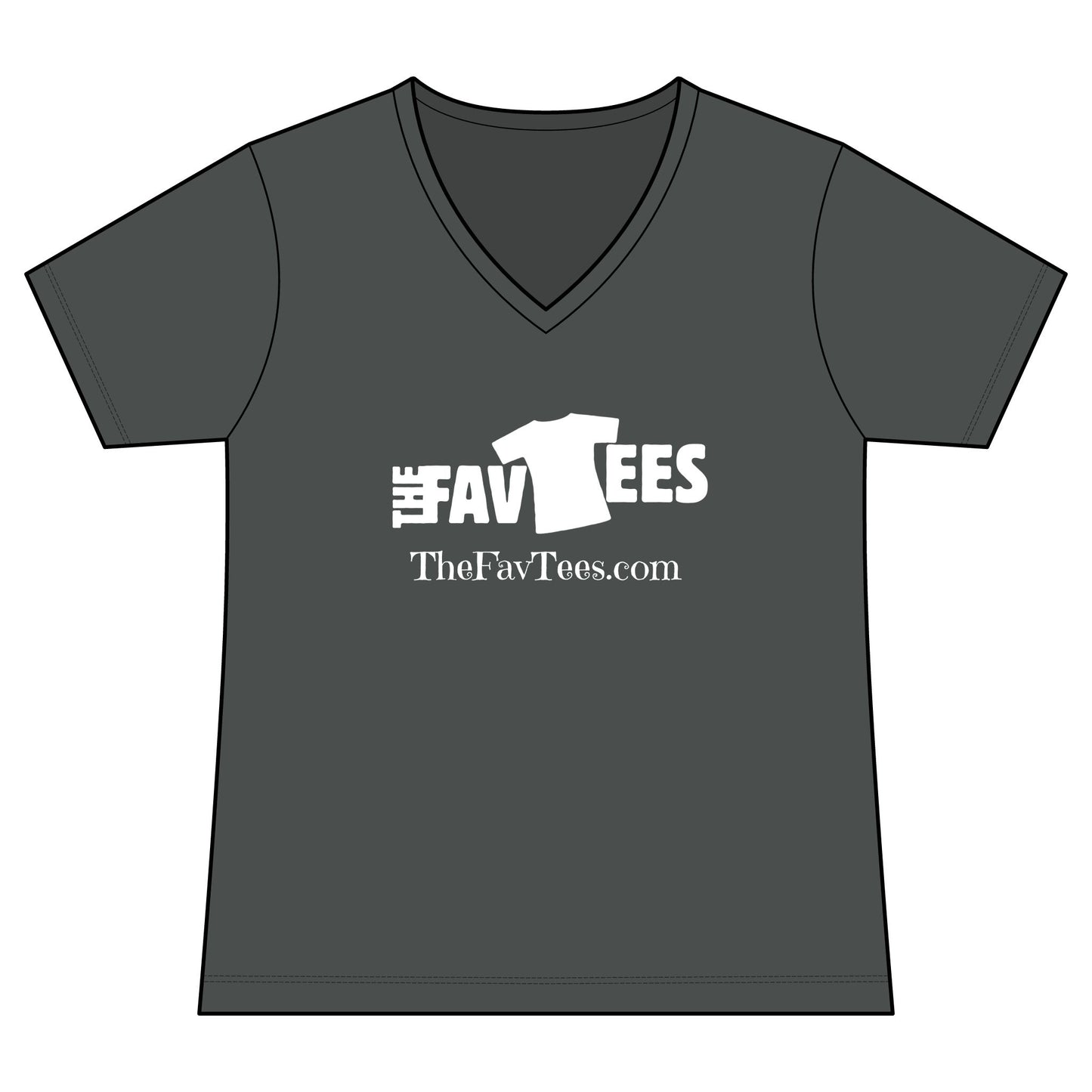 Women's V-Neck Tee - TheFavTees Logo & QR Code