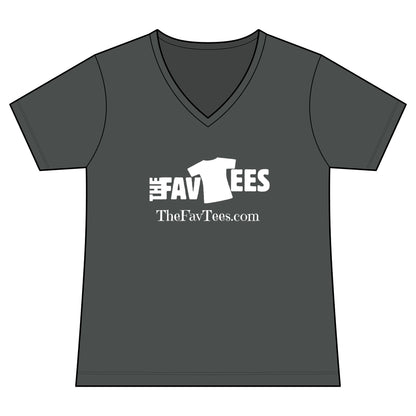 Women's V-Neck Tee - TheFavTees Logo & QR Code